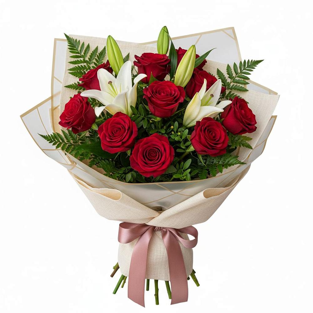 Букет цветов из: Лилии и Розы в Милютинской